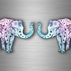 r4652 set 2x elephant bleu floral B