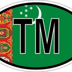 r7241 Oval flag Turkmenistan