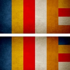 r9502 2x drapeau vintage boudhiste
